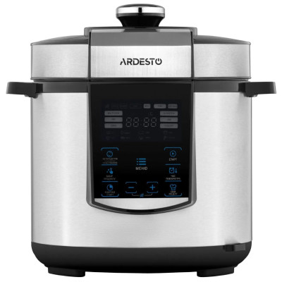 ARDESTO Мультиварка-скороварка MPC-P226, 900Вт, чаша-6л, електр. керування , книга рецептів, нерж. сталь+пластик, срібляста ARDESTO Мультиварка-скороварка MPC-P226, 900Вт, чаша-6л, електр. керування , книга рецептів, нерж. сталь+пластик, срібляста