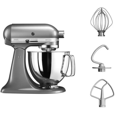 Планетарний міксер KitchenAid Artisan 5KSM125ECU з відкидним блоком сріблястий